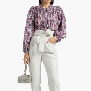 Isabel Marant Floral Print- Ruffled- Silk Blouse- French Size 36